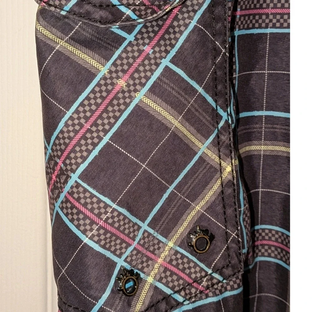 Quiksilver Mens Plaid Board Shorts Black Blue Pink Cargo Pocket Size 36
